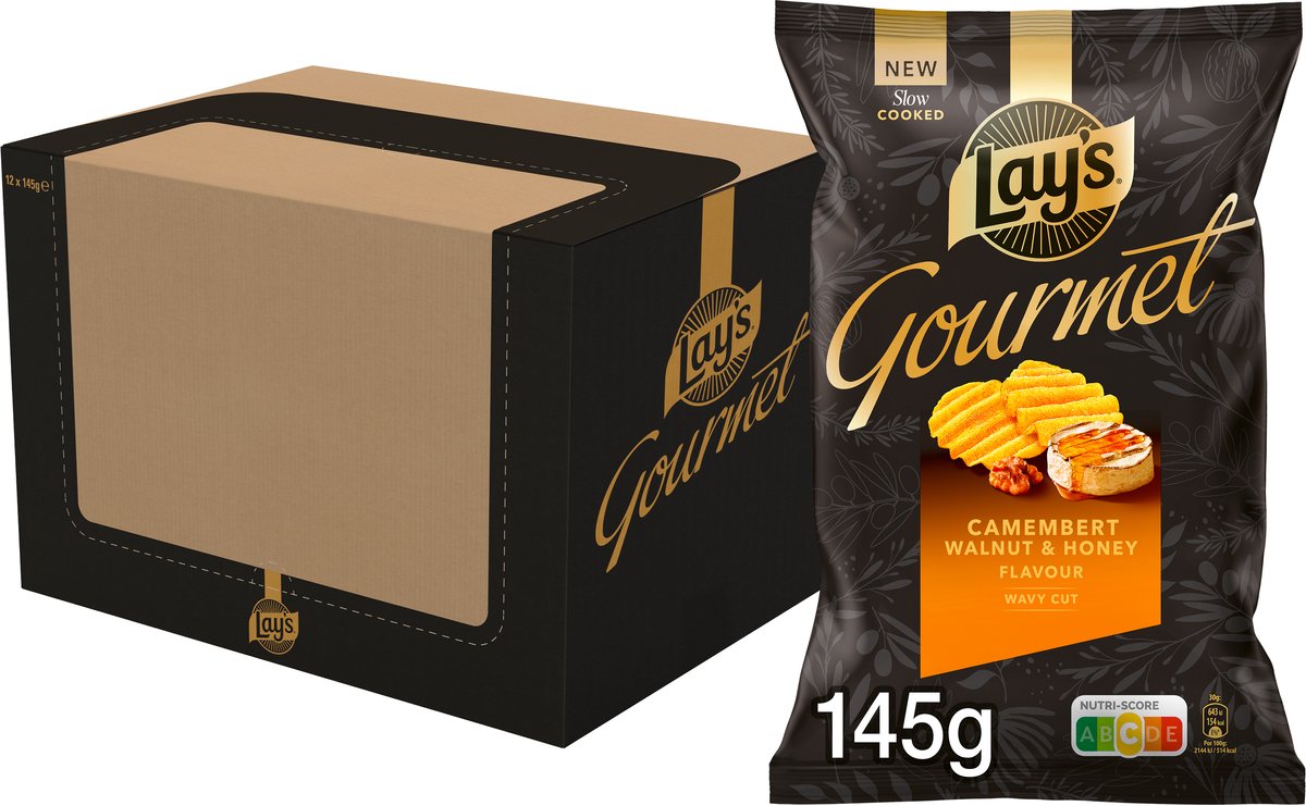 Lay's Gourmet Camembert, Walnut & Honey - Chips - 12 x 145 gram