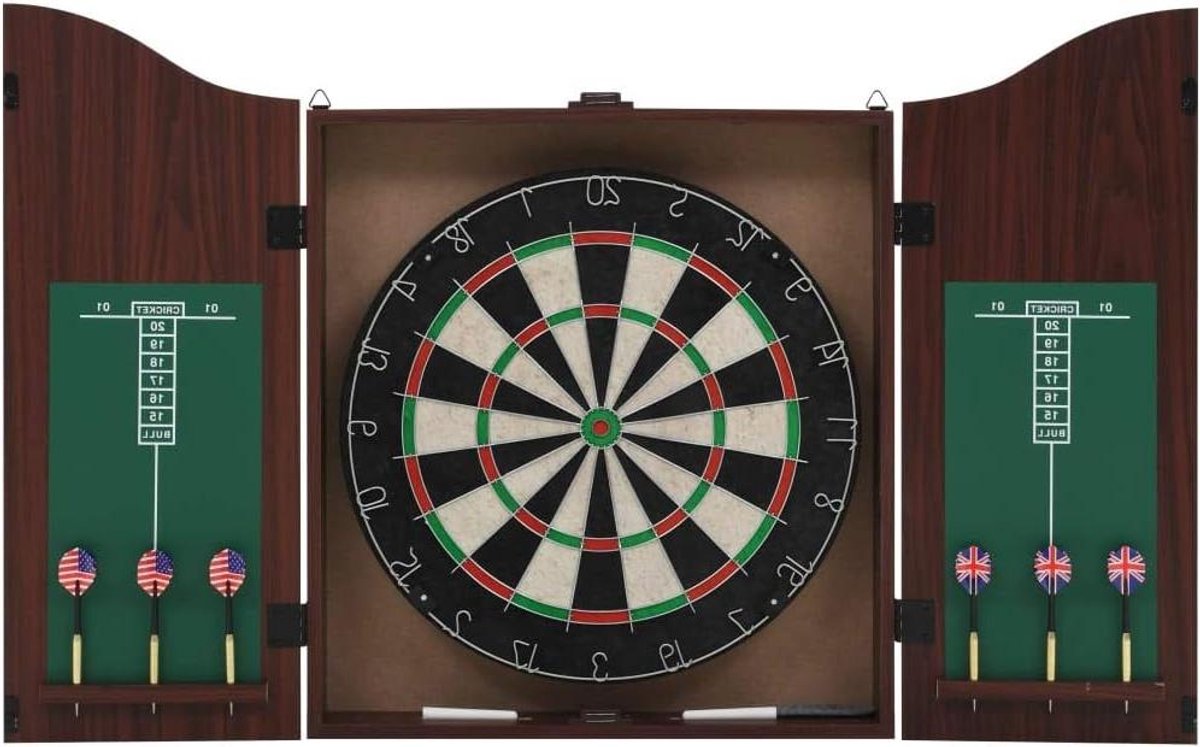 Dartbord met Kabinet - Dartset Sisal - Thuis Spelen - Inclusief 6 Darts - 45 cm Diameter - Zwart