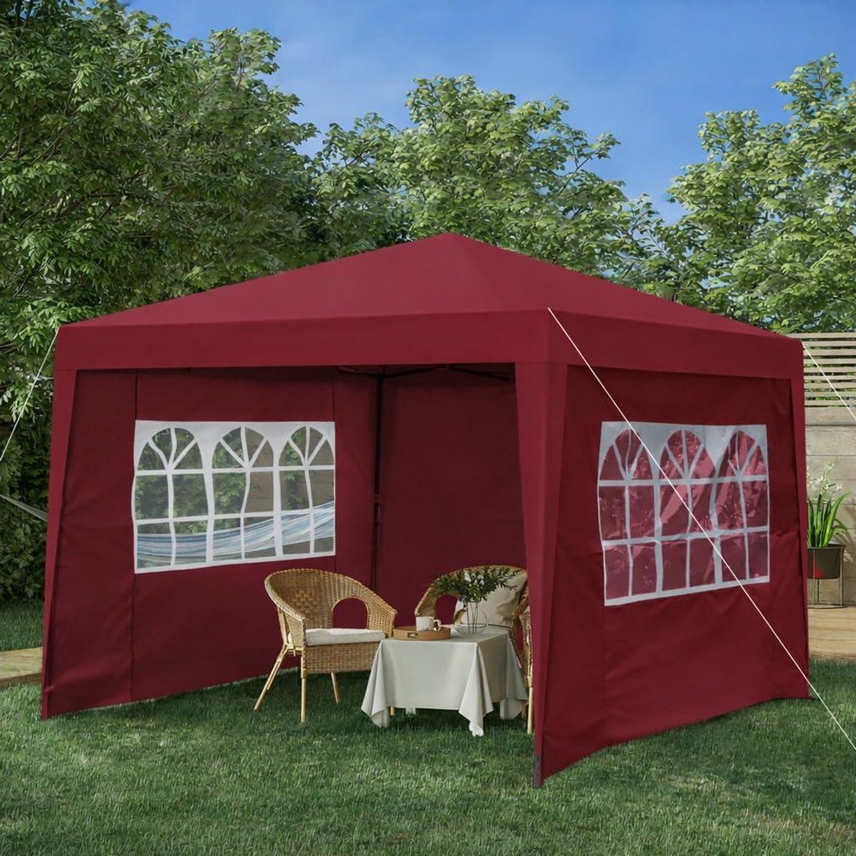 Vouwpaviljoen Partytent - Pop-up Tent Feesttent - Buitenfeesten Organiseren - Waterdicht Uv-bestendig Zeil - 3 x 3 x 2.4 Meter