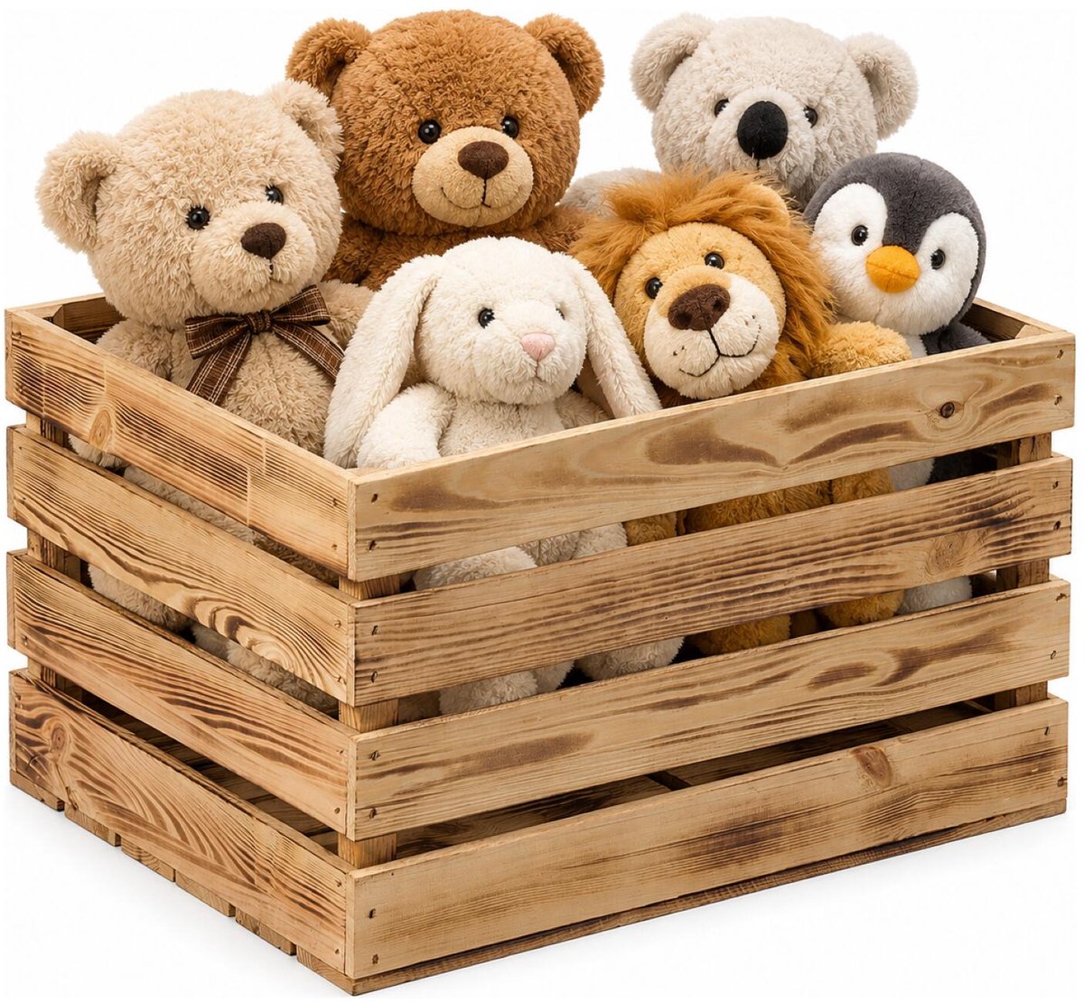 Atmosphera Fruitkistjes Classic opslagbox - old look - lichtbruin - hout - L47 x B36 x H28 cm - Decoratie huis en tuin - wandplank - opbergers