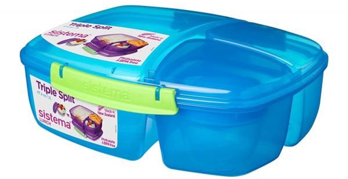 Sistema Lunch - Triple split Lunchbox - 2 liter - blauw/ groen