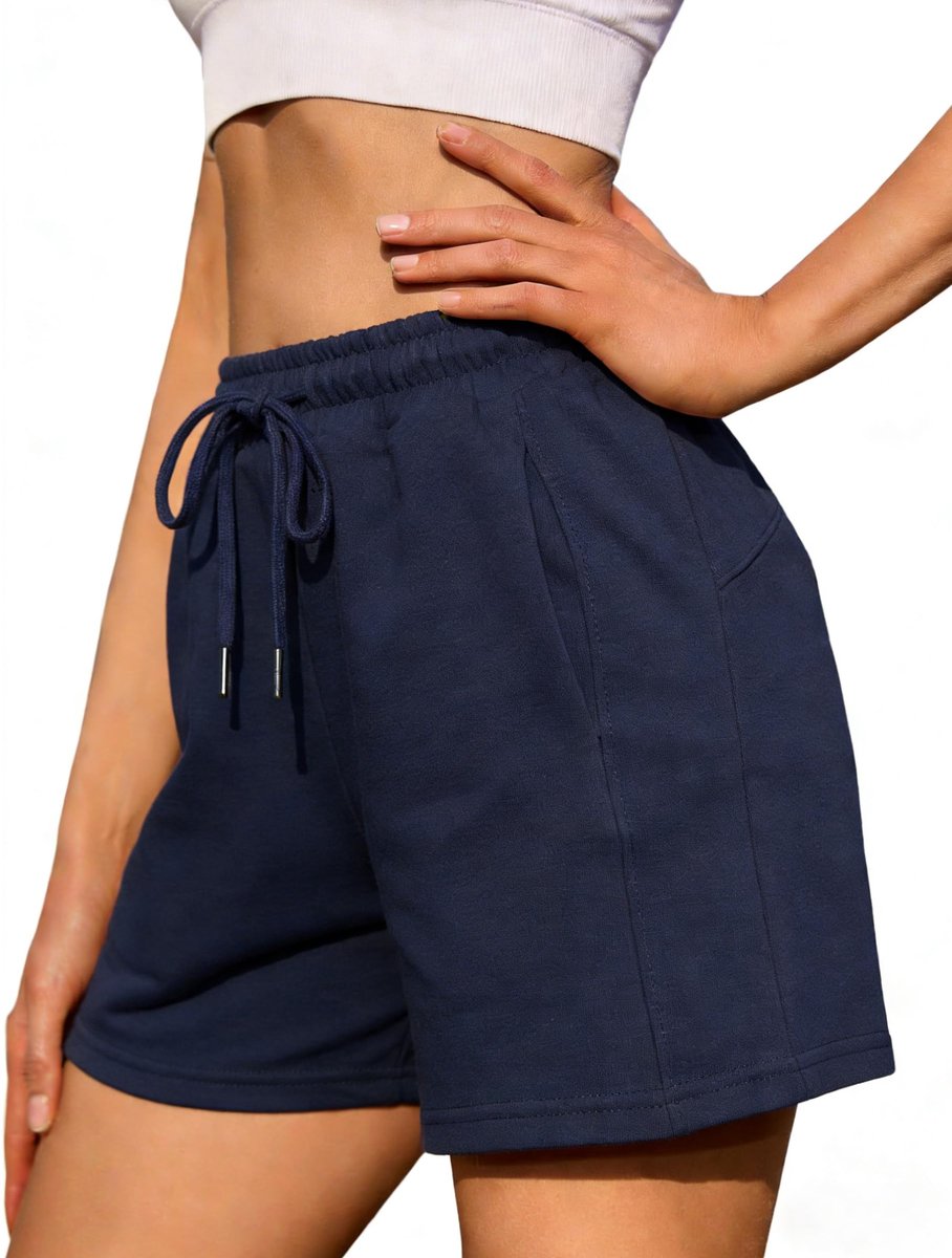 SnelShoppen - Litherday Dames Shorts - Korte Sportbroek Katoen - Gymshorts met Elastische Band - Zomer Joggingbroek Sweatshorts met Zakken - Training