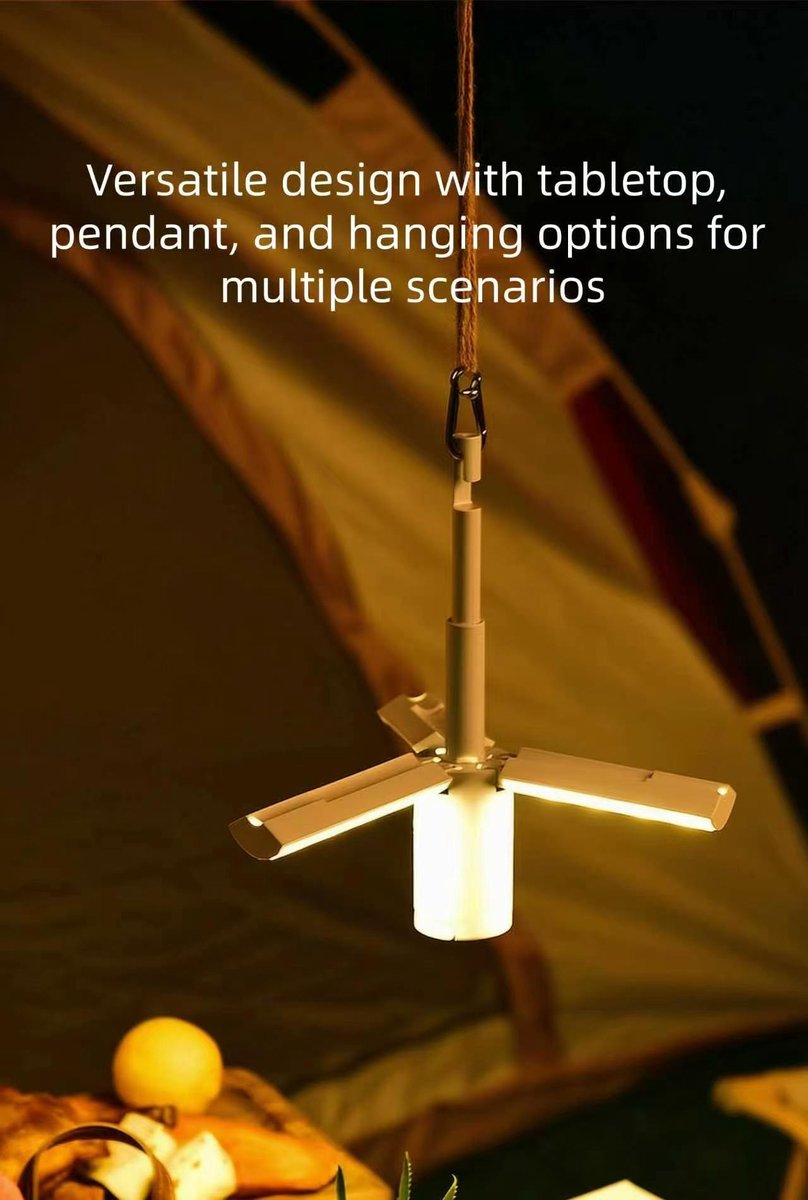 Namajunas - Kampeerlamp - Oplaadbare lamp/ hanglamp met een batterijcapaciteit van 4000 mAh - Opvouwbare kampeerlamp - 3 verlichting standen - Geschikt voor gebruik in tenten, tijdens het wandelen en bij stroomuitval - Lange batterijduur