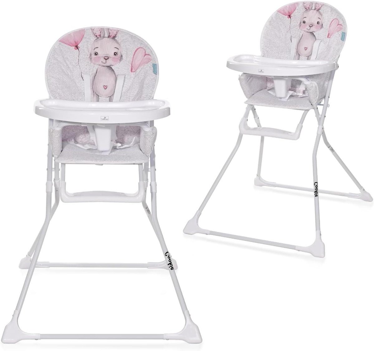 Kinderstoel - Babystoel Hoge Stoel - Veilig Eten - Inklapbaar Ontwerp - 65 x 65 x 105 cm - Wit