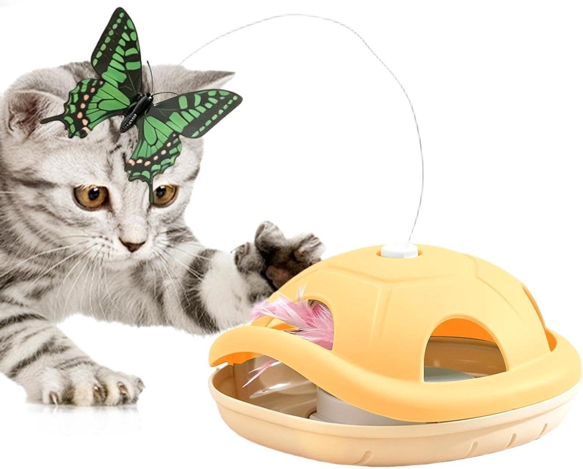 Kattenhengel Schildpad - Interactieve Katten Speelgoed - Jacht Simulatie - Automatische Beweging - 18x16x25cm - Goud