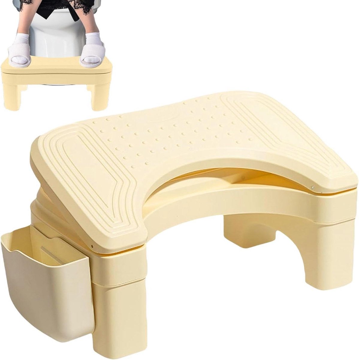 Toiletkruk Volwassenen - Hurkstoel Toilet - Verbeteren Stoelgang - In Hoogte Verstelbaar - 6.7-11 Inch - Beige
