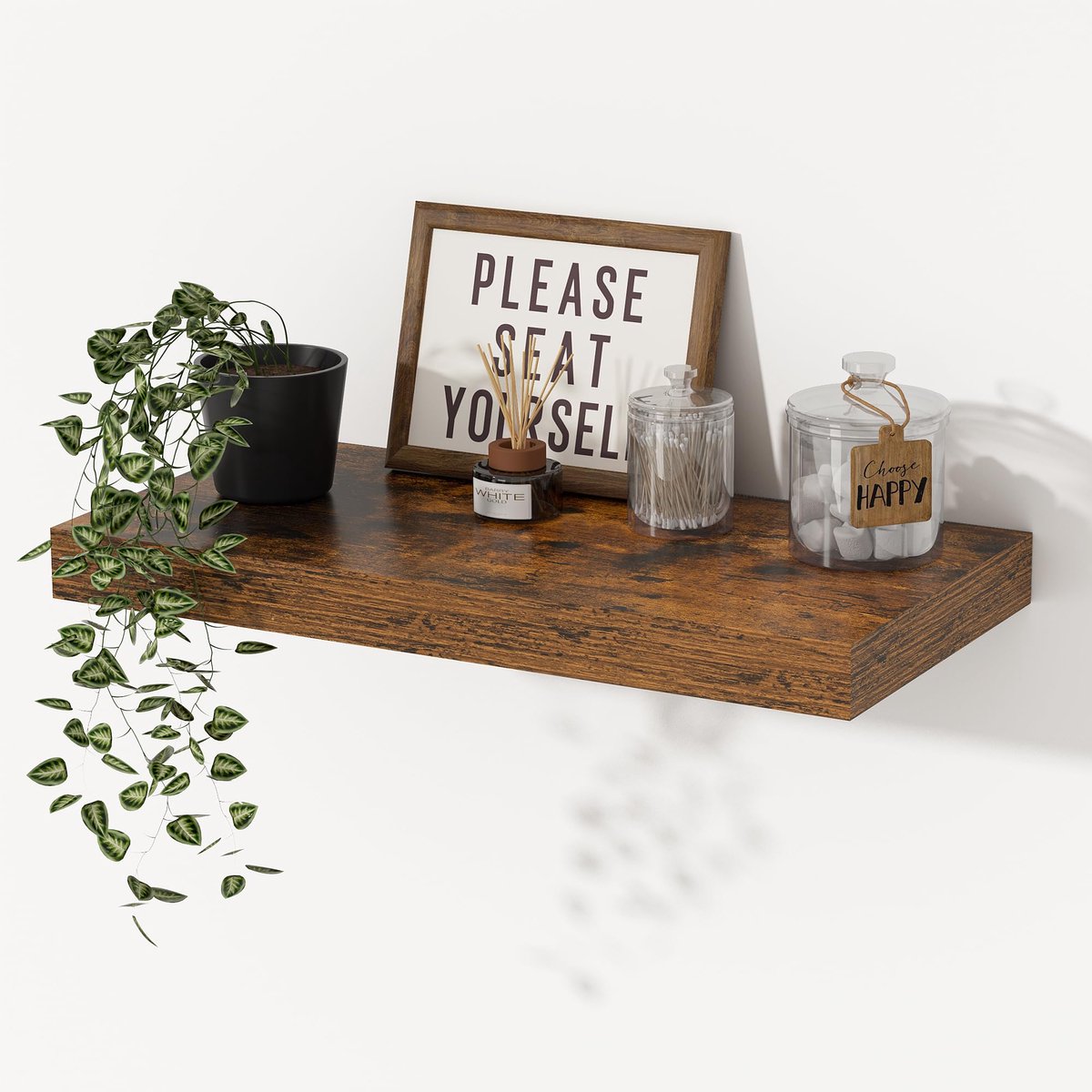 SnelShoppen - Feihorrm Extra Diep Wandplank 29,5 cm - Vintage Bruin MDF Hout - Zwevende Plank voor Keuken, Woonkamer, Slaapkamer, Badkamer - 40 cm Opb