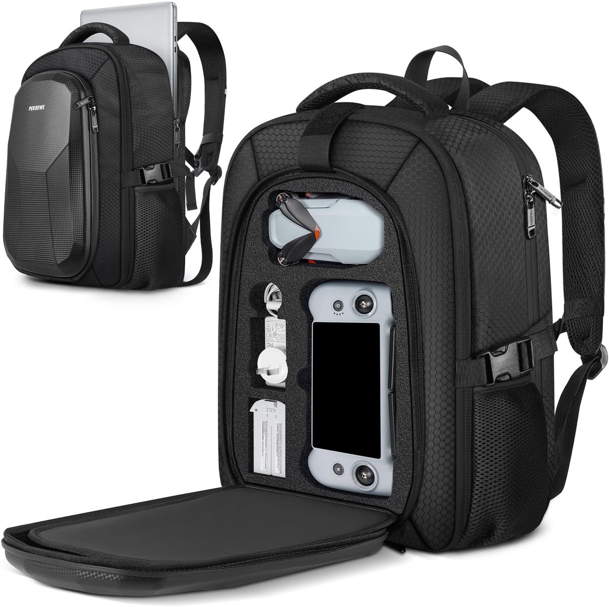 SnelShoppen - Uitbreidbare Atom 2 Rugzak voor Potensic RC Controller - Waterdichte Harde Draagtas voor 15,6 Inch Laptop en Drone Accessoires - Grote C