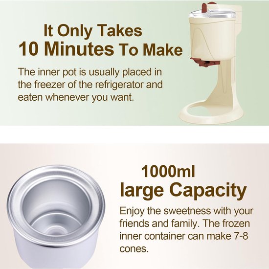 Soft Serve IJsmachine - Yoghurt Maker Sorter - Desserts Maken - Dubbele Blender - 1000 ml - Wit — afbeelding 5