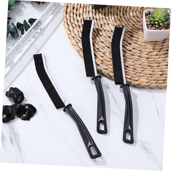Multifunctionele Voegenborstels - Kierenborstels Reinigingsborstels - Schoonmaken Moeilijke Hoeken - Ergonomische Grip Ophanggat - 23cm Lengte - Zwart — afbeelding 2