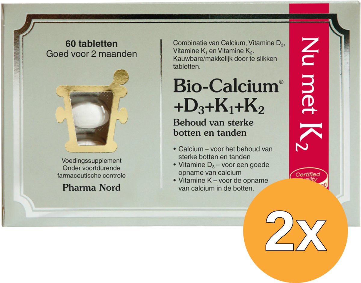 2x Pharma Nord Bio Calcium & D3 & K1 & K2 (60 tabletten)