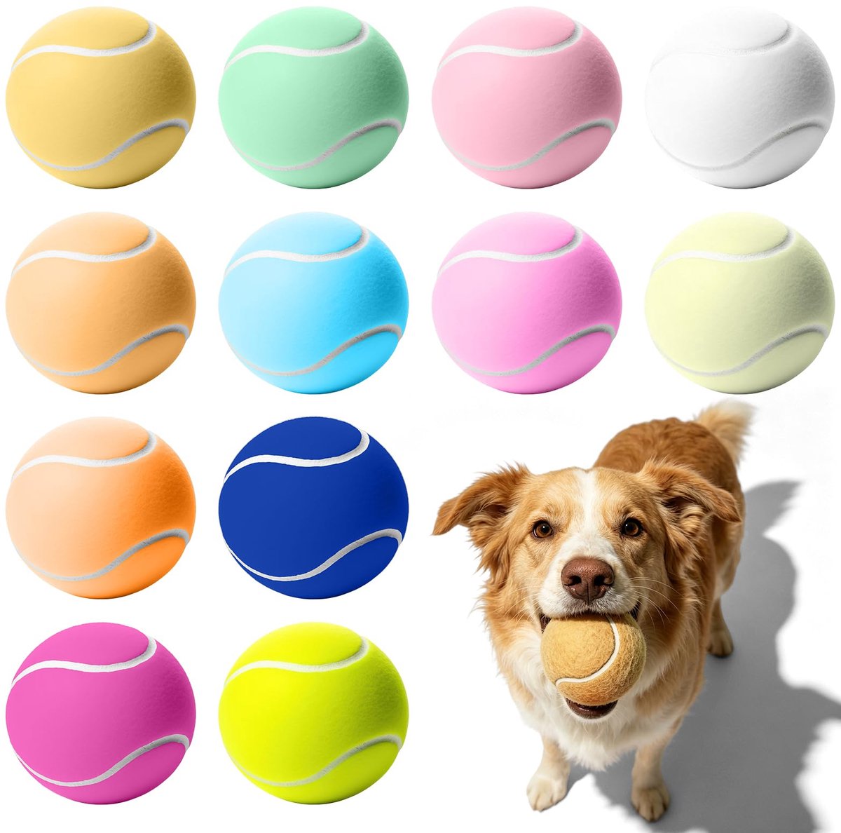 SnelShoppen - 12 stuks tennisballen voor honden, kleurrijke hondenspeelgoed, 6,4 cm tennisballen voor training, tennislessen, vrijetijdsbesteding, bal