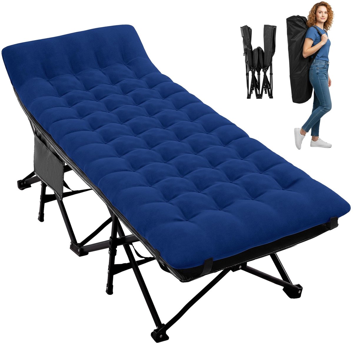 SnelShoppen - Palawano Campingbed voor Volwassenen, Extra Breed Vouwbed 190 x 71 cm met Matras en Draagtas, Ideaal voor Camping, Gasten, Reizen en Kan