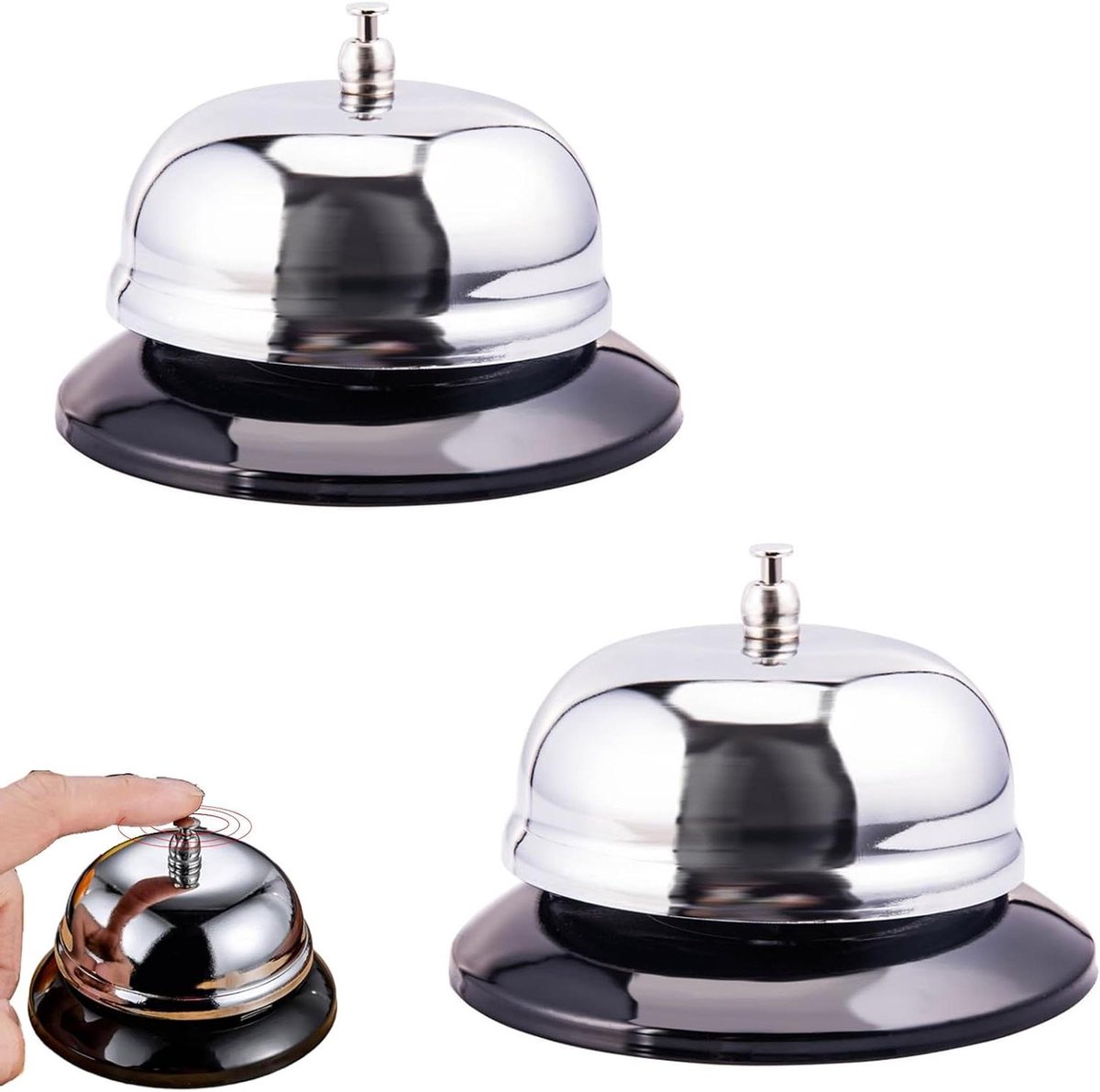 Bel Set - Service Bel - Personeel Oproepen - Roestvrij Staal - 8.5 x 5.5 cm - Zilver