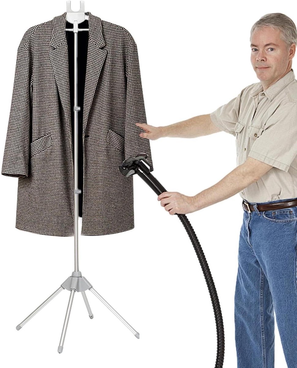 Kledingstomer Standaard - Stoomhanger Kledingrek - Kleding Kreukvrij Maken - 360 Graden Roteerbaar - 155 cm Hoogte - Grijs