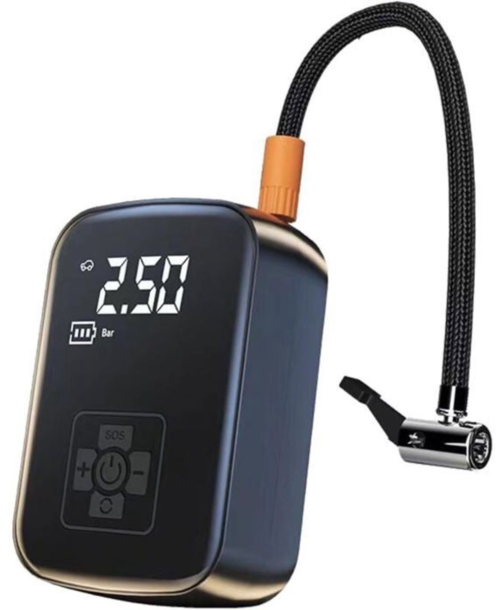 -Bandenpomp, draagbare luchtcompressor, draadloze bandenpomp, draadloze luchtpomp met LED-verlichting