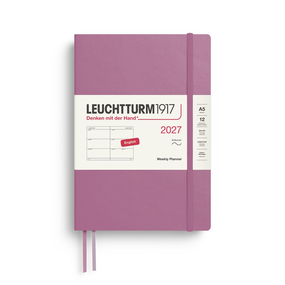Leuchtturm1917 - 2027 - Agenda - Weekly Planner - A5 Medium 15x21cm - dusty rose - softcover