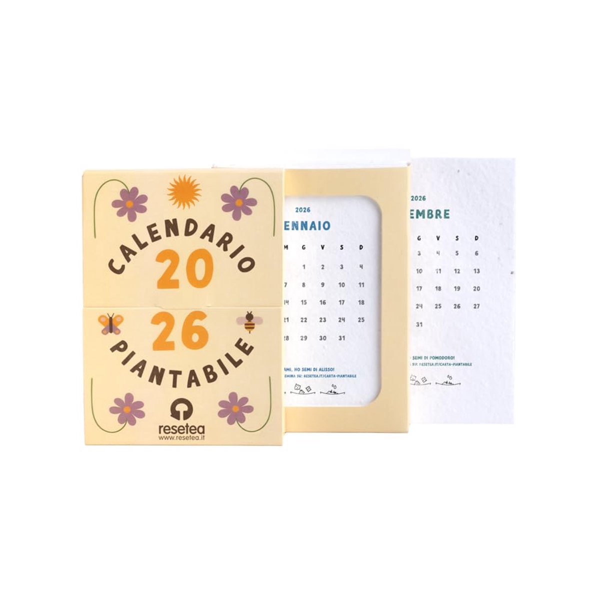 SnelShoppen - Plantbare Kalender 2026 - Duurzaam Planten, Eco-vriendelijk, 12 Maanden, Inspirerende Illustraties, Perfect voor Tuin en Thuis