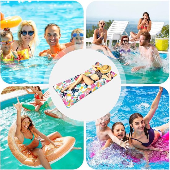 Zwembad Ligstoel Float - Strandbed Vlotter - Ontspannen op Water - Ergonomisch Ontwerp - 168x90cm - Tropisch Bladprint — afbeelding 3