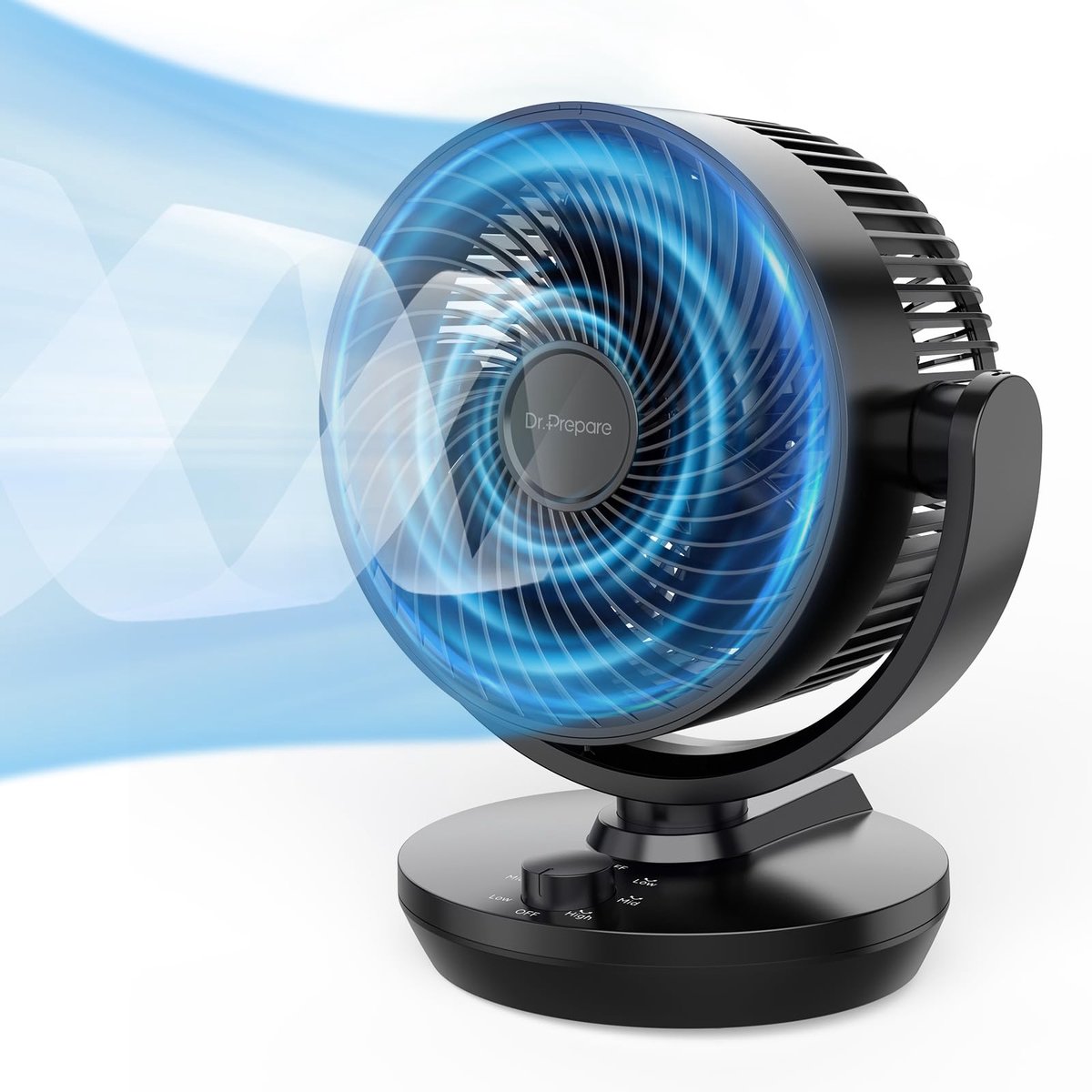SnelShoppen - Tafelventilator Stille Ventilator 28dB met 3 Snelheden en 70° Oscillatie - Circulatieventilator voor Slaapkamer, Kantoor, Keuken - 100°