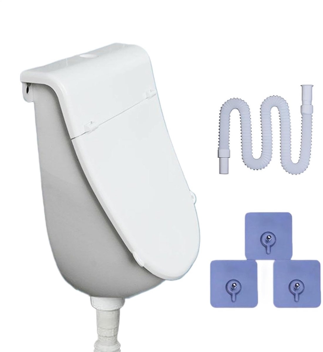 Urinoir voor Mannen - Draagbaar Potje - Hygiënisch Gebruik - Spatbescherming - 18 cm Diep - Grijs