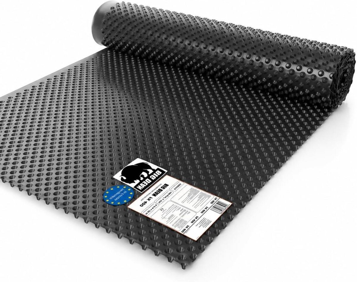 Noppenfolie - Beschermfolie Drainagelaag - Muur en Bed Beschermen - Extreem Scheurvast - 1 x 10 meter - Zwart