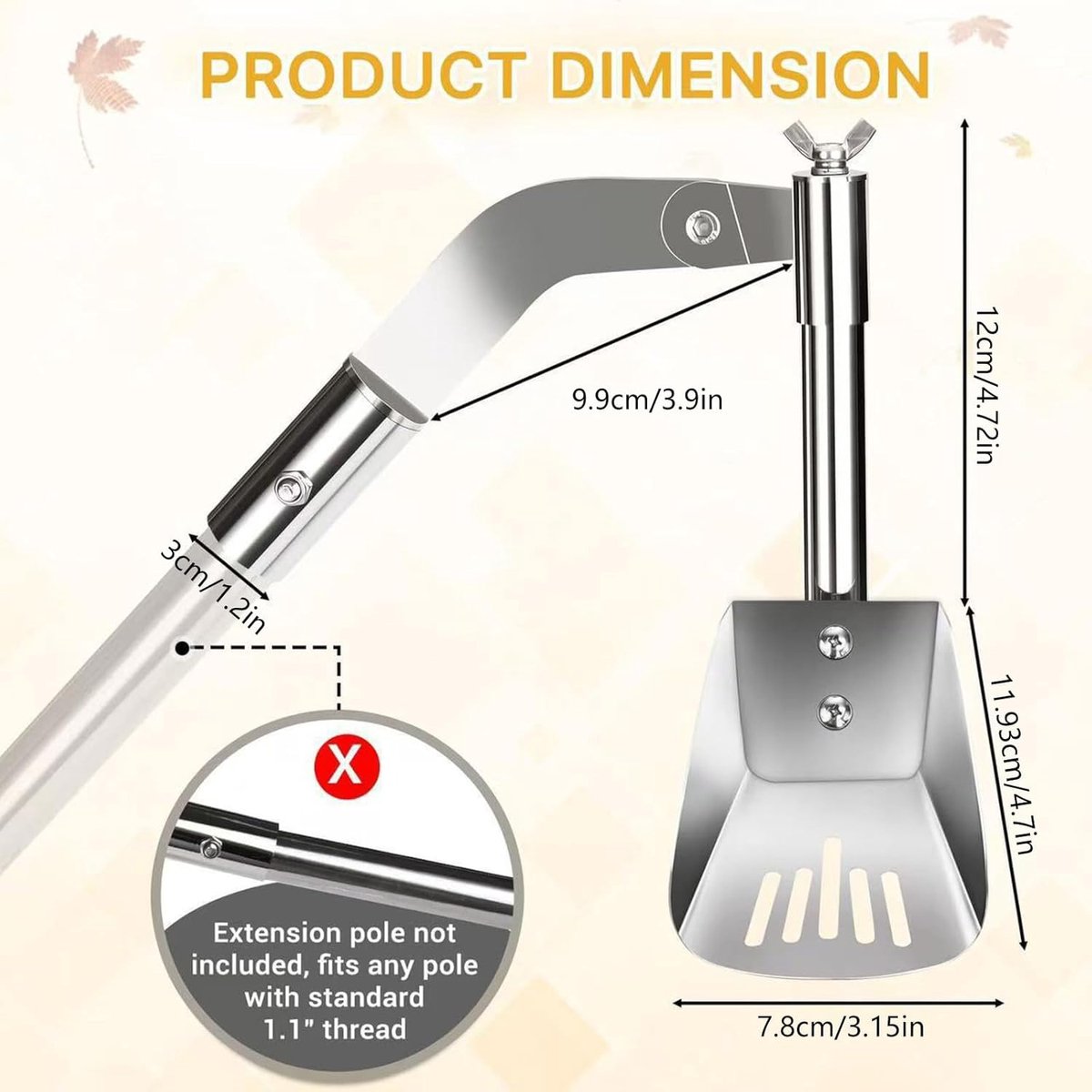 Goot Schop - Dakgootreiniger Afvoer Schop - Dakgoten Schoonmaken - Ergonomische Grip - 24 cm - Zilver