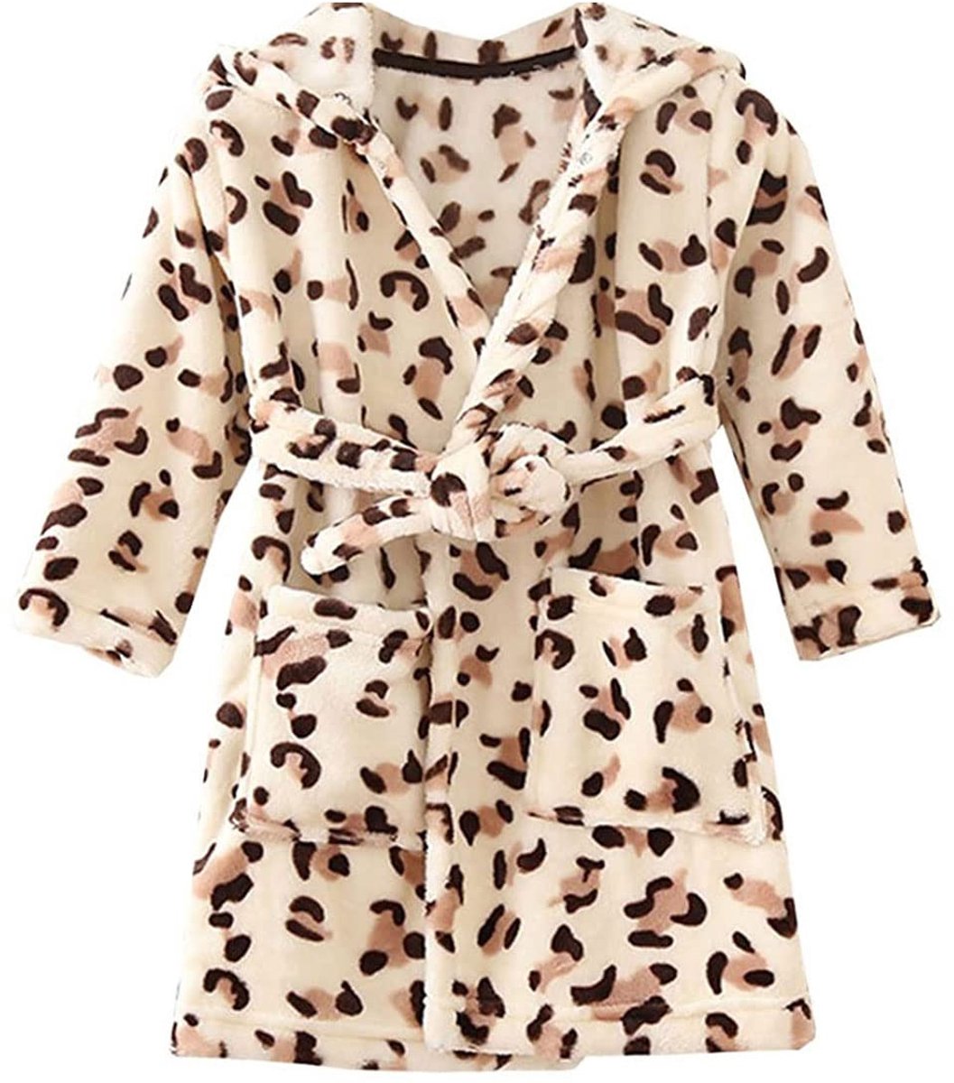 SnelShoppen - Uniseks baby met capuchon badjas voor kinderen, flanel pyjama ochtendjas voor jongens en meisjes, nachtkleding 5-6 jaar, zacht en warm,