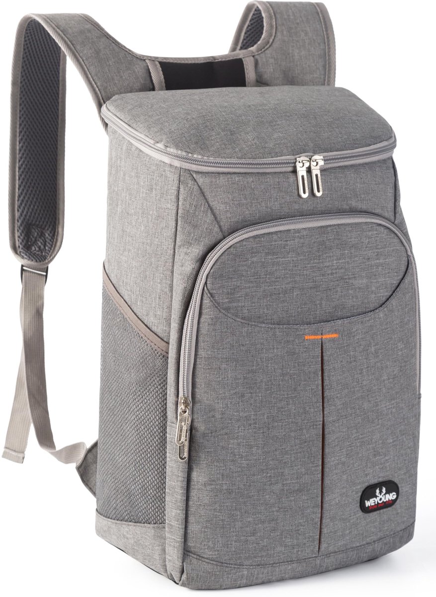 SnelShoppen - 28L Koelrugzak Thermische Rugzak Koeltas Geïsoleerd Groot Grijs Voor Picknick BBQ Camping Uitstapjes Winkelen