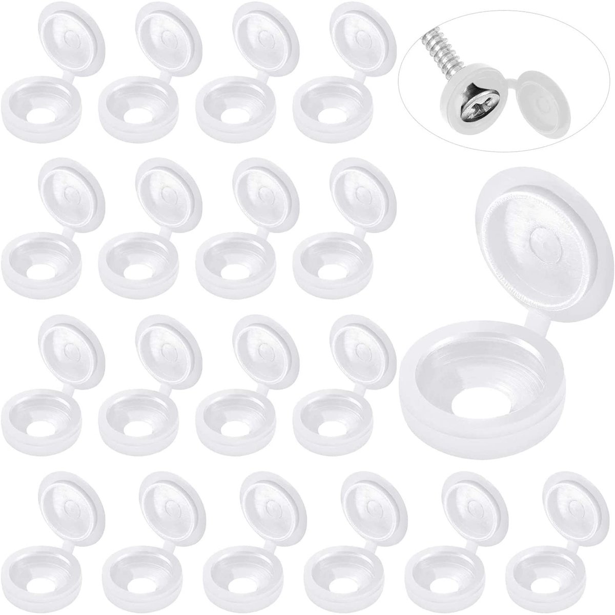 Dailygoods - 100 Stuks Plastic Scharnierende Schroefdoppen - Bescherming tegen Roest en Corrosie