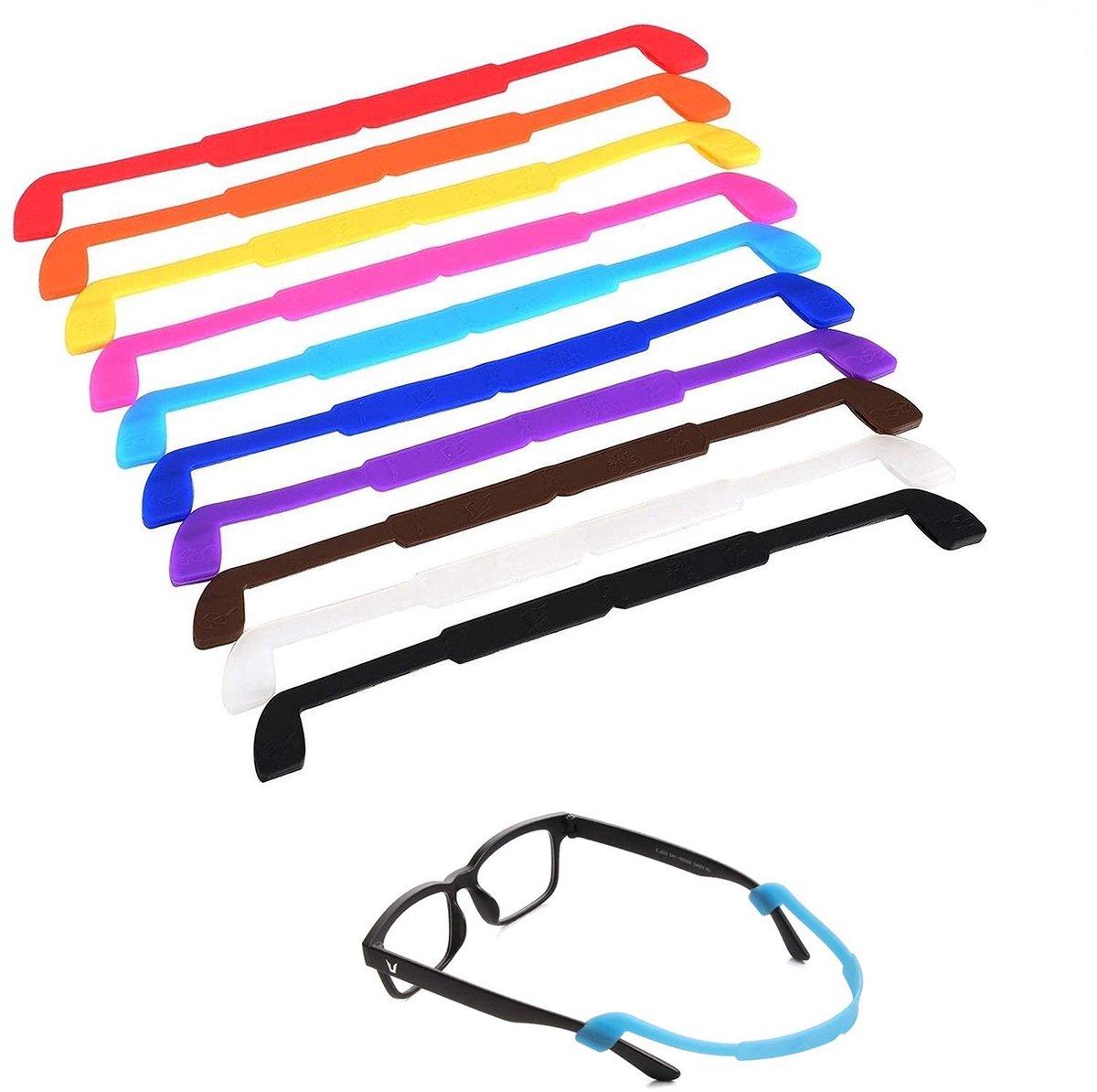 Dailygoods - Silicone Brilhouder voor Kinderen - 10 Kleuren, 10 Stuks