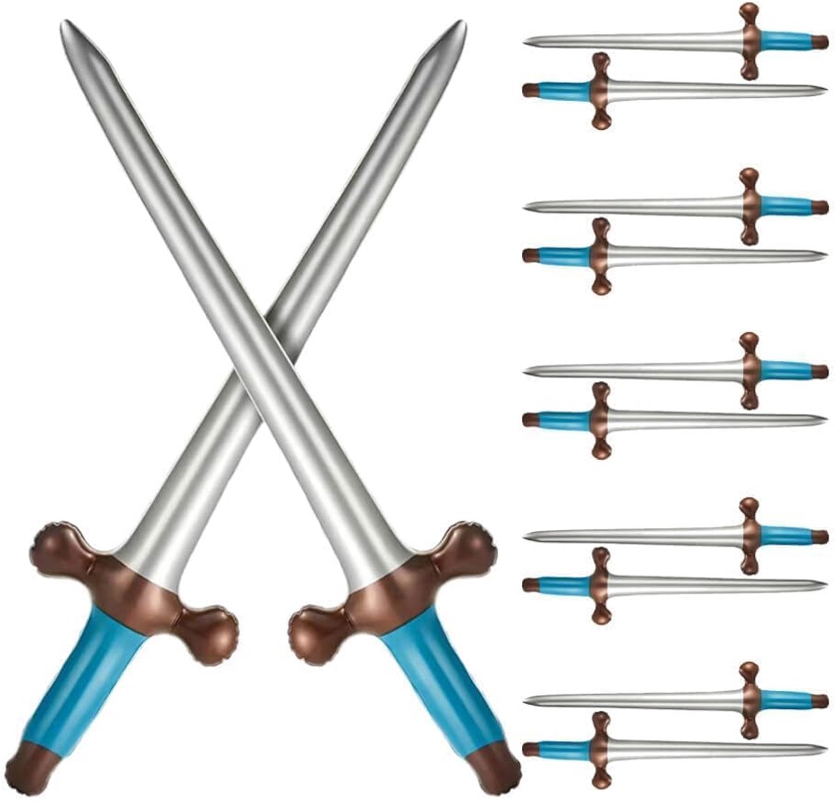 Dailygoods - 10 Stuks Opblaasbaar Zwaard 60 cm - Piratenfeest Accessoires voor Kinderen