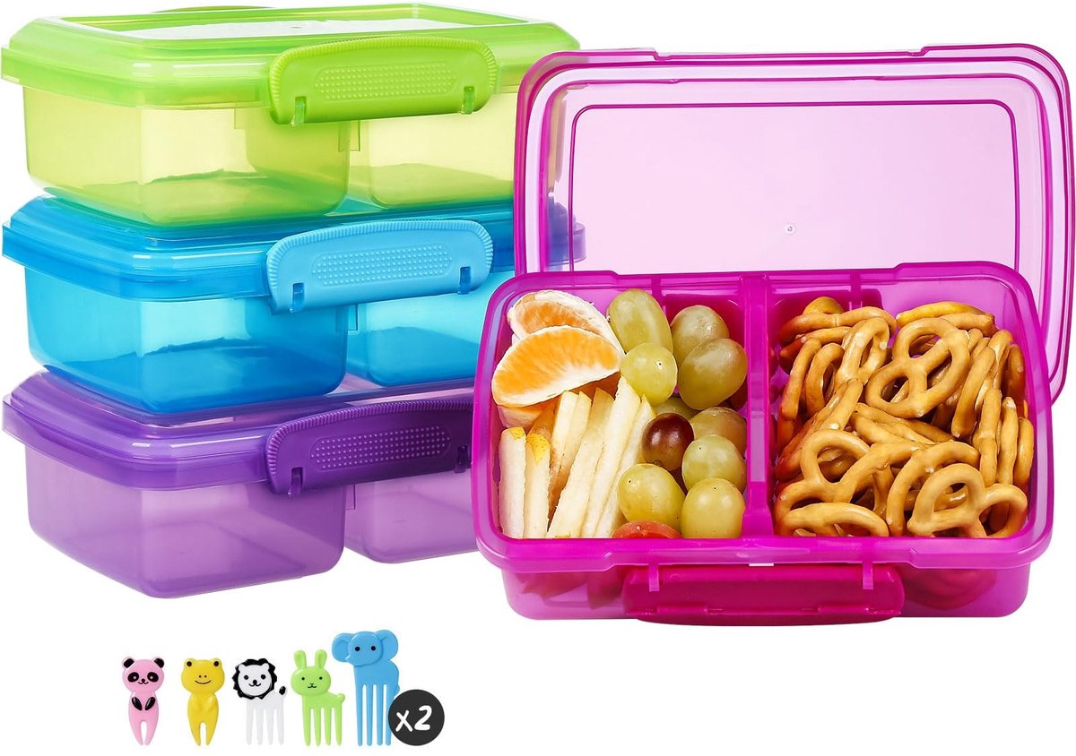 Dailygoods - Snackcontainers voor Kinderen - 4-Pack Bento-Boxen