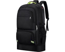 SnelShoppen - 65L Waterdichte Wandelrugzak voor Heren, Uitbreidbare Reisrugzak, Handbagage Rugzak, Casual Dagrugzak, Grote Rugzak voor Kamperen en Bui