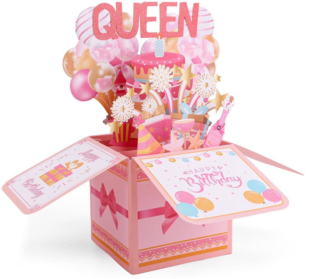 Dailygoods - Pop Upkaart Verjaardagskoningin - Grappige 3D Verjaardagskaart met Envelop