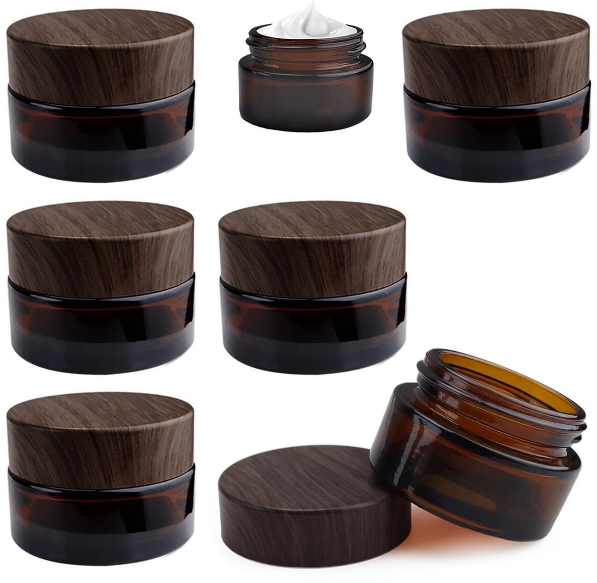 Dailygoods - 20 ml Glazen Crèmecontainers, Set van 6