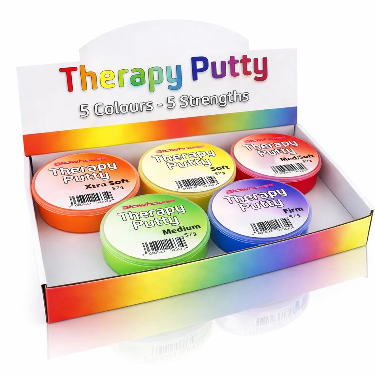 Dailygoods- Therapie Putty Set van 5 - Knijpbare Handoefening - Niet Giftig - Anti-Stress - Kleurgecodeerde Tubs - 57 g per Tub