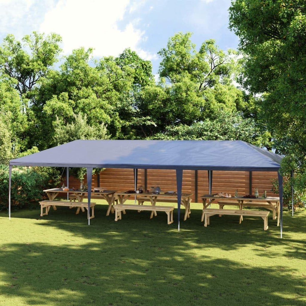 Partytent - Tuinpaviljoen Feesttent - Buitenfeesten Organiseren - UV-bestendig PE dak - 4x9 meter - Blauw