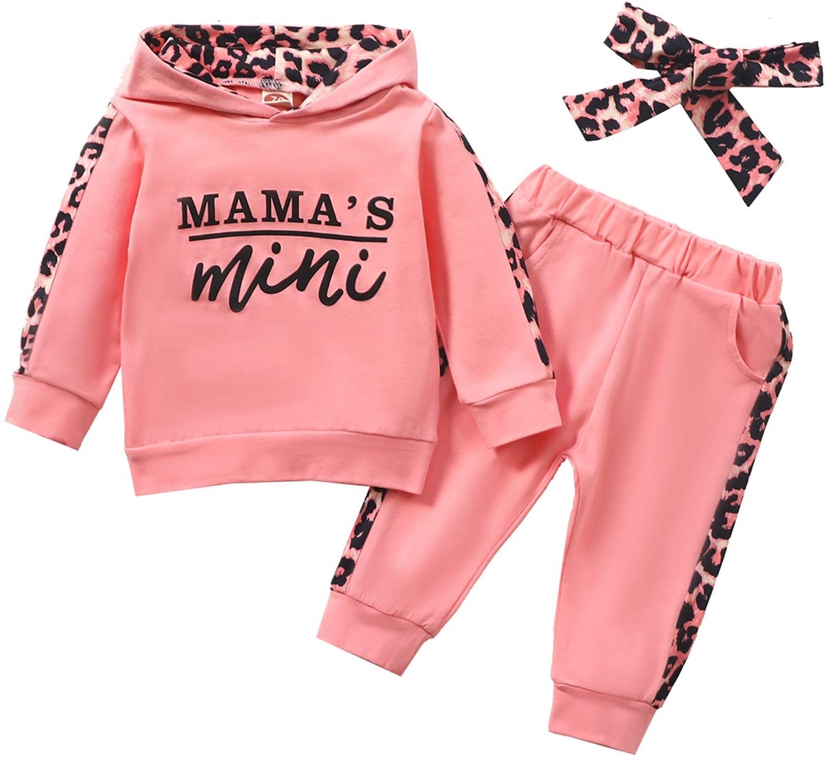 SnelShoppen - Geagodelia Babykledingset voor Meisjes, Zachte Kleding Outfit met Lange Mouwen, Capuchon Top en Broek voor Pasgeborenen en Peuters, Roze