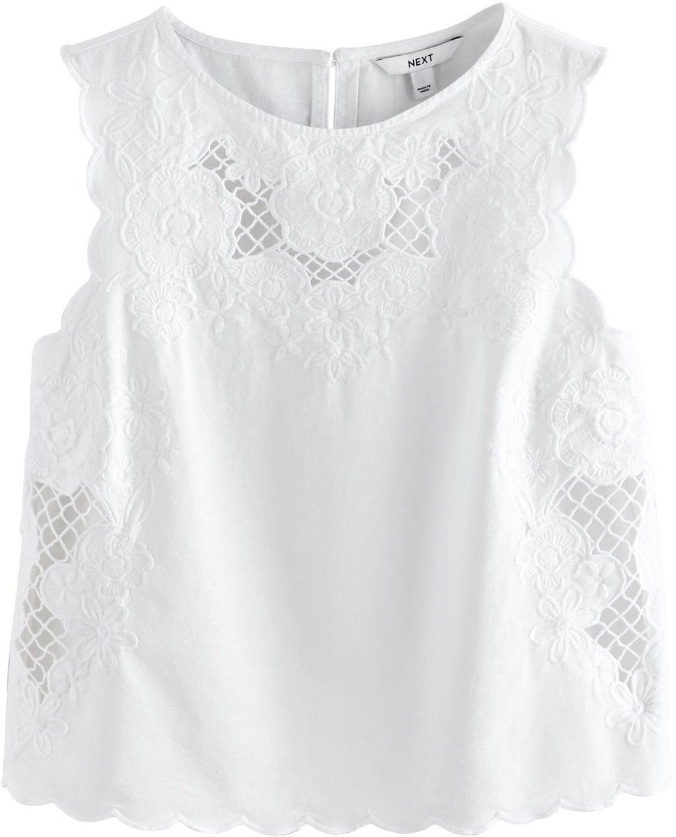 Next - Dames - Mouwloze shelltop met uitsnijdingen en bloemenprint - Wit