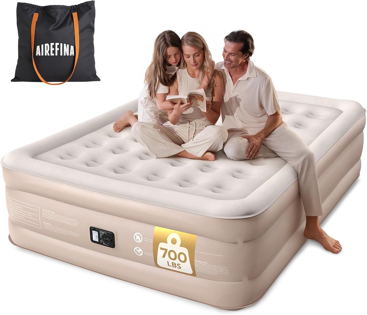 SnelShoppen - Zelfopblazend Luchtbed voor 2 Personen met Geïntegreerde Pomp - Premium Logeerbed met Gevlokt Oppervlak - Opblaasbaar Bed voor Thuisgebr