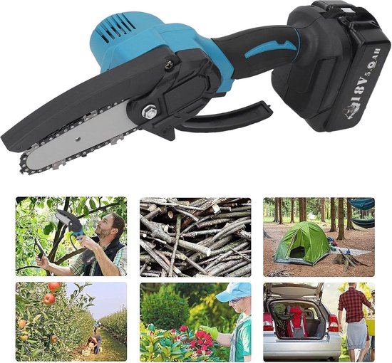 Elektrische Mini Kettingzaag - Handsnoeischaar Tuin - Snel Tuinonderhoud - Lichtgewicht Ergonomisch - 34x16x12 cm - Grijs — afbeelding 3