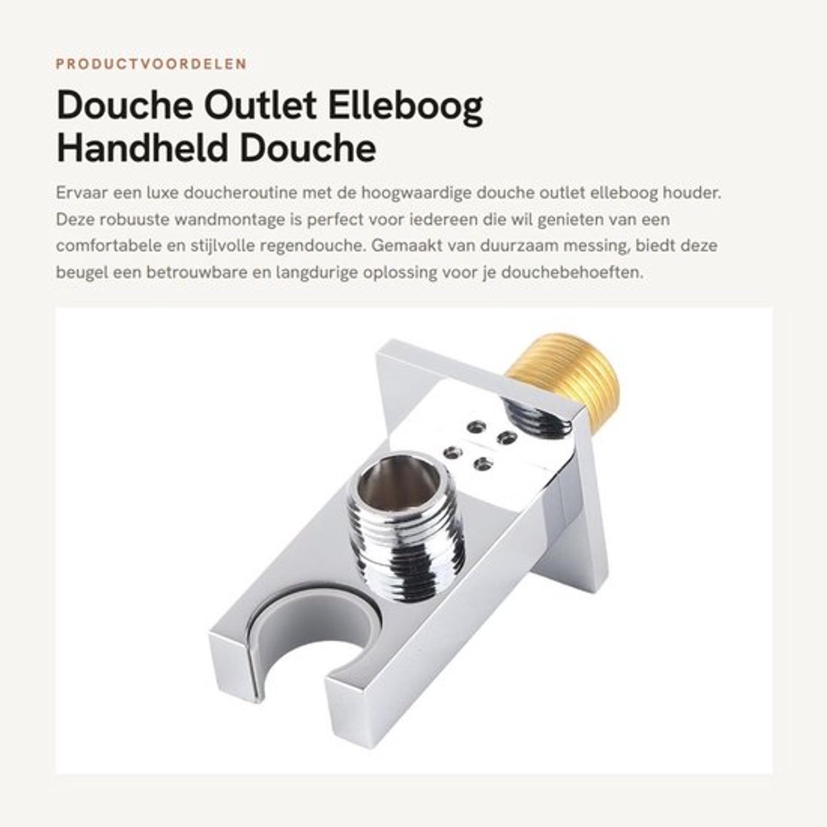 Douche Outlet Elleboog Houder - Messing Constructie - Wandmontage - Handheld Douche Beugel - Duurzaam - Luxe Regendouche - Douchehouder