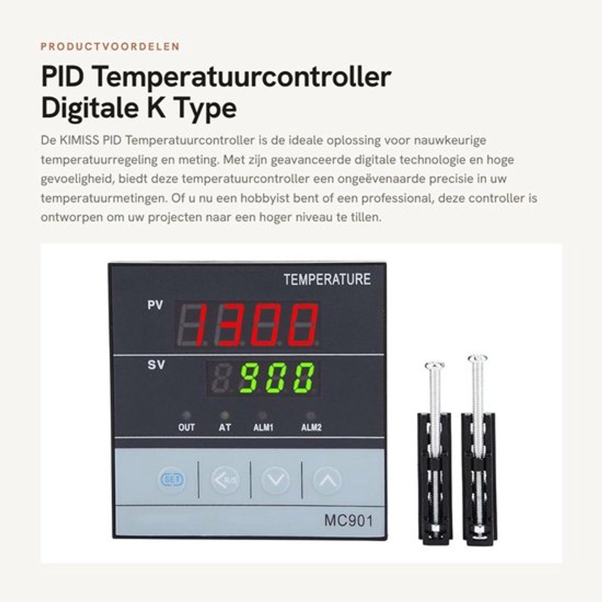 Temperatuurcontroller Hoge Precisie - Temperatuurmeter - Temperatuurmeters - Programmeerbaar - Sensor Ingang - SSR Uitgang - Thermostaat