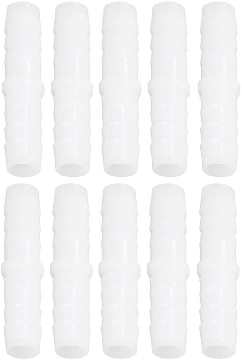 Kunststof slangkoppeling - 10 stuks - Duurzaam en veelzijdig - 12-12 mm - Tuinaccessoires - Geschikt voor pomp- en siliconen slangen