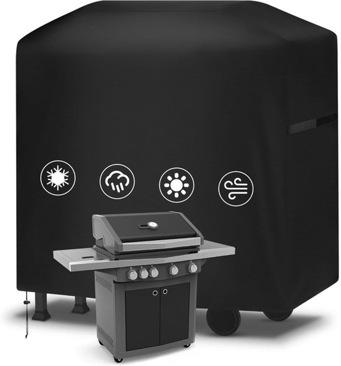 Beschermhoes voor barbecue, waterdicht, winddicht, stofdicht, UV-bestendig, 117 x 66 x 117 cm.