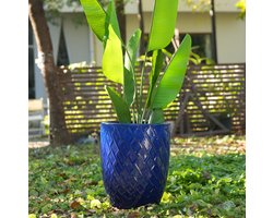 Bloempot – Grote Handgemaakte Keramieken Bloempot – Diameter 42 Cm X Hoogte 54 Cm – Keramiek – Koningsblauw – Voor Binnen En Buiten – Vorstbestendig Met Afwateringsgat
