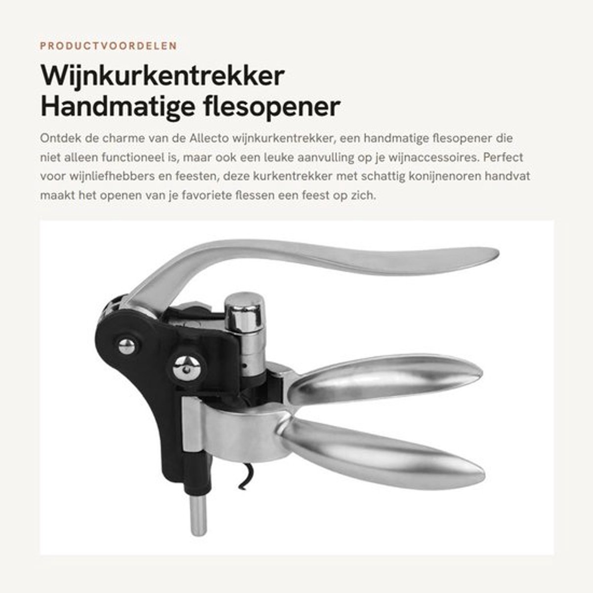 Wijnkurkentrekker Zinklegering - Roterende Flesopener - Handmatige Wijnopener - Duurzaam ABS-Materiaal - Geschikt voor Thuisgebruik