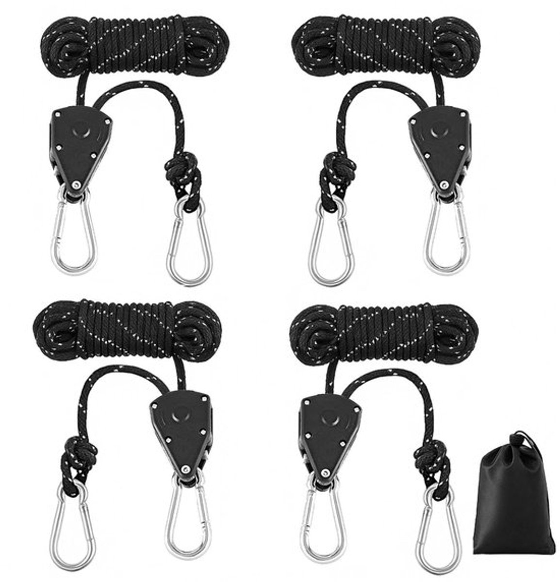 - 4 x 4 mm Reflecterende Tenttouwen - Verstelbare Touwratel - Ideaal voor Kamperen - 4 meter - Lichtgewicht Touw - Sterk en Betrouwbaar - G...