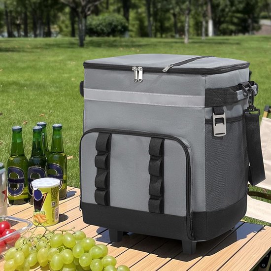 Rollende Koeltas Trolley - Koelbox op wielen - Dranken Vervoeren - Lekvrij Ontwerp - 35 liter - Donkergrijs — afbeelding 5